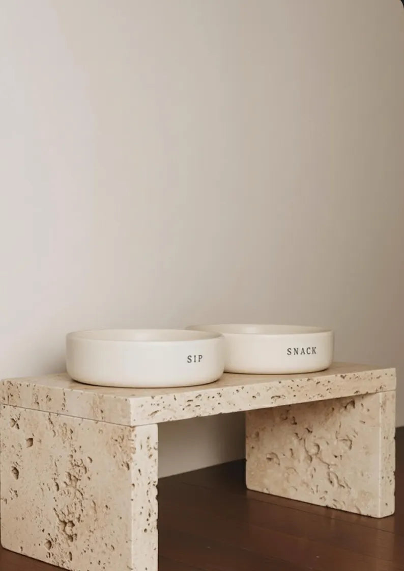 Travertine Pet Feeding Stand
