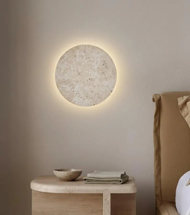 Luna travertine sconce