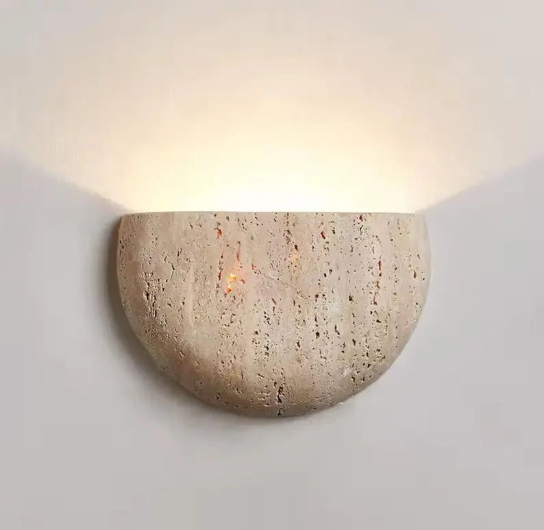 Luna arc travertine sconce
