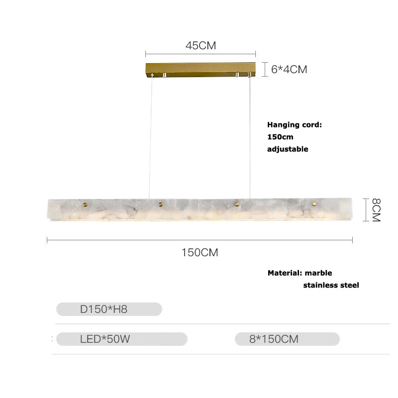 Alabaster Marble Linear Pendant Chandelier