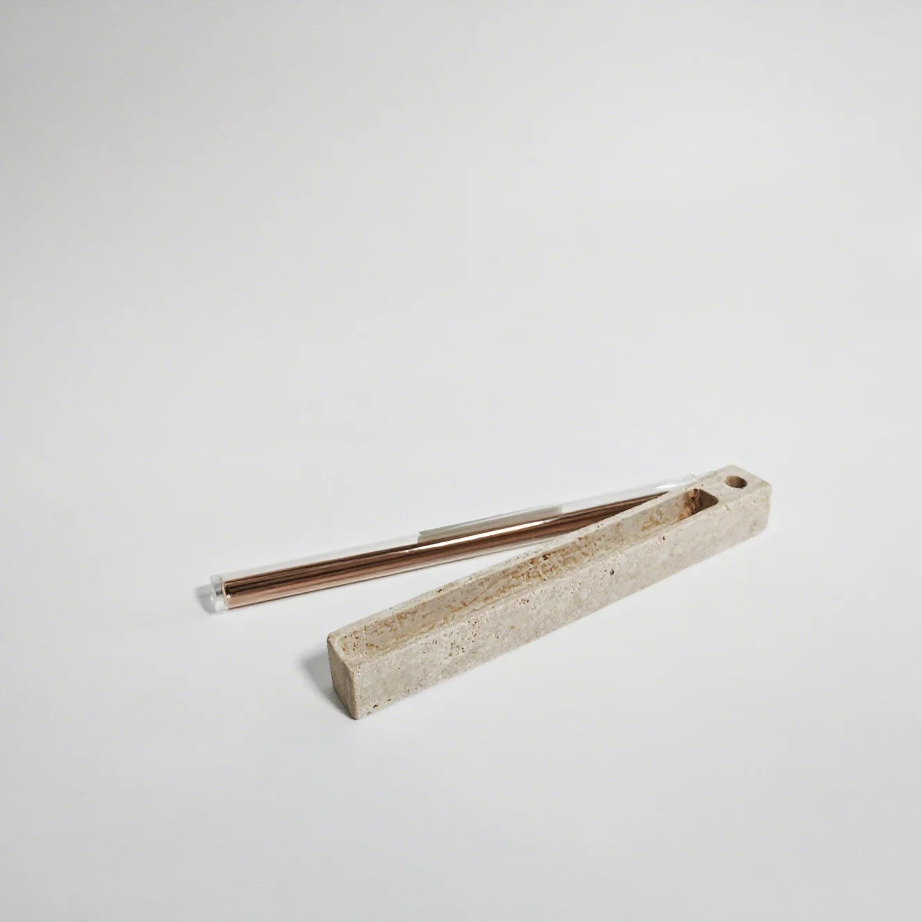 The Aura Travertine Block Incense Holder & Ash Catcher