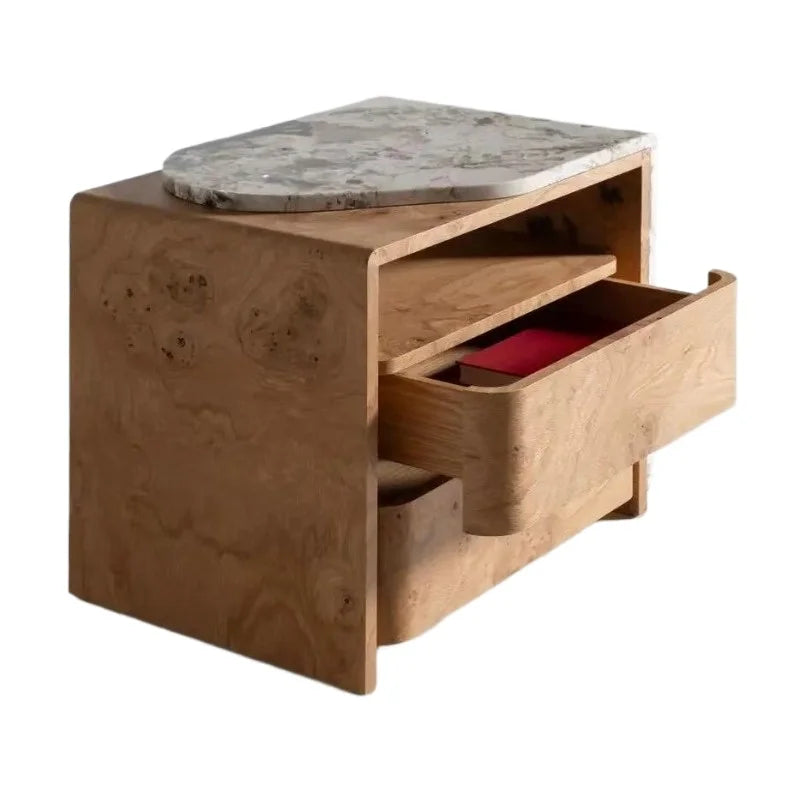 Arc Waterfall Stone Asymmetric Bedside Table