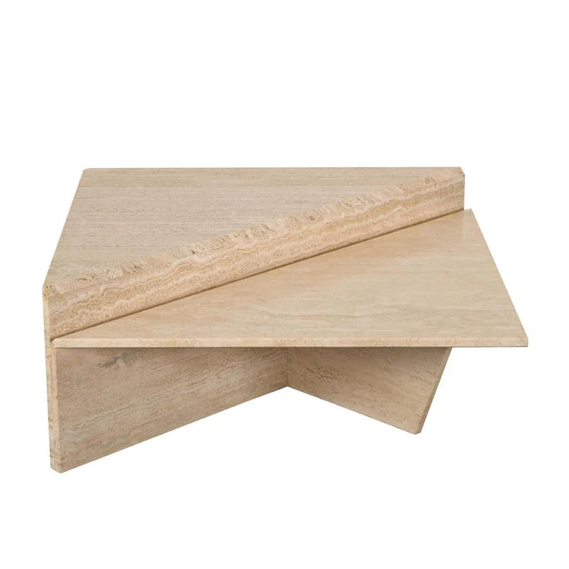 The Split Monolith – Nesting Travertine Coffee Table Set