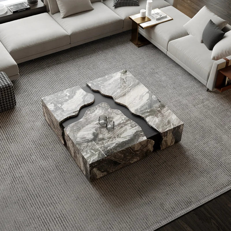 The Canyon Arabescato Marble Square Coffee Table