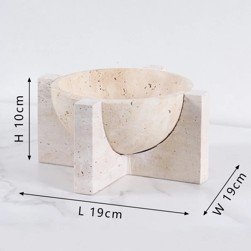 Travertine Stone Planter - Modern Rectangular or Round Succulent Pot