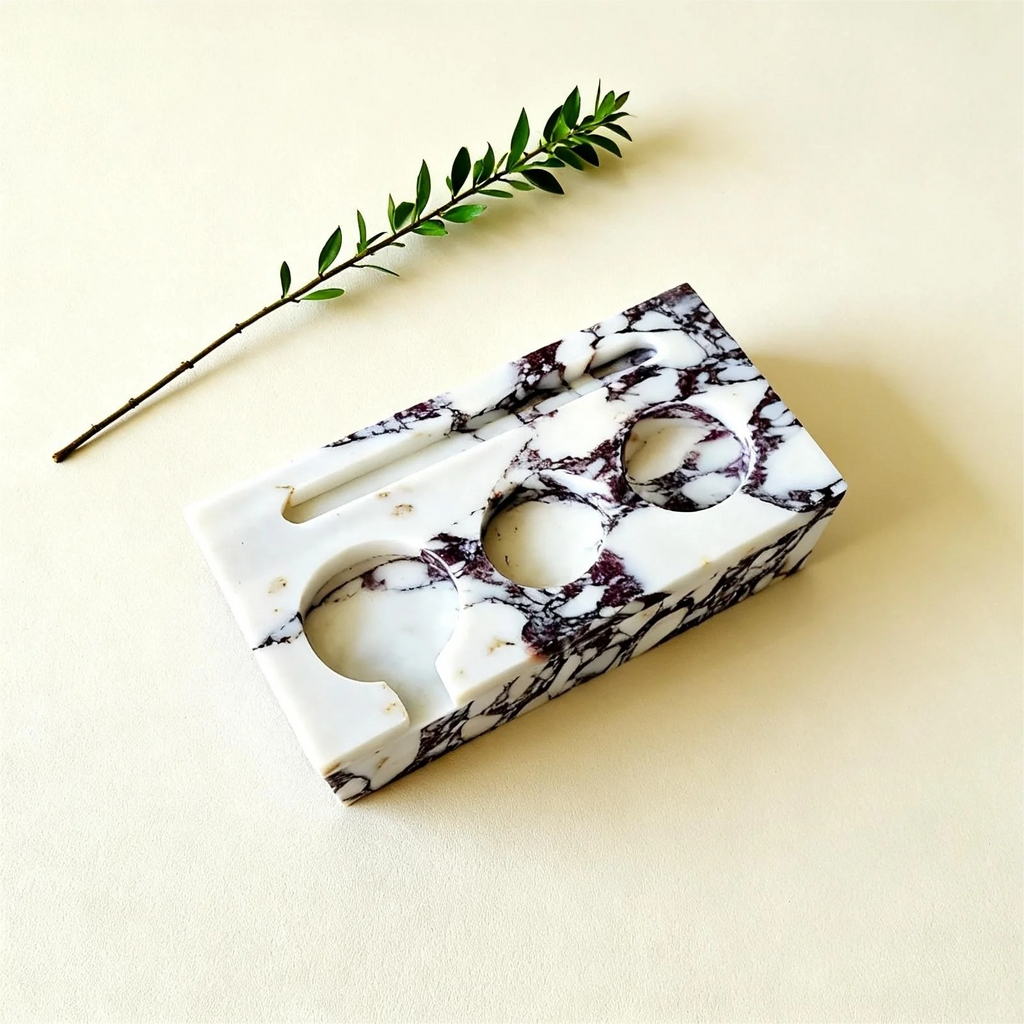 The Viola Calacatta Marble Espresso Tamping Station Block