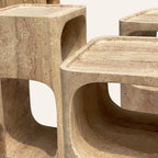 The Hollow Monolith – Hand-Carved Travertine Nightstand & Side Table