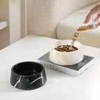 Luxury Marble Pet Bowl - White Onyx or Black Marble Cat and Dog Food Dish