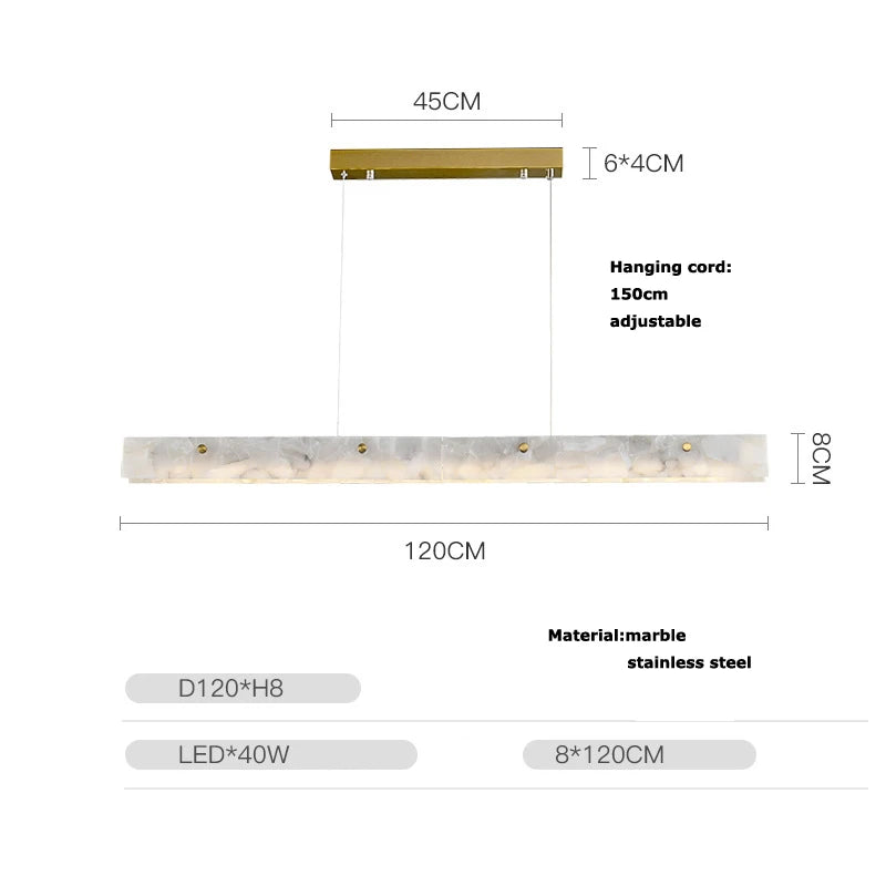 Alabaster Marble Linear Pendant Chandelier
