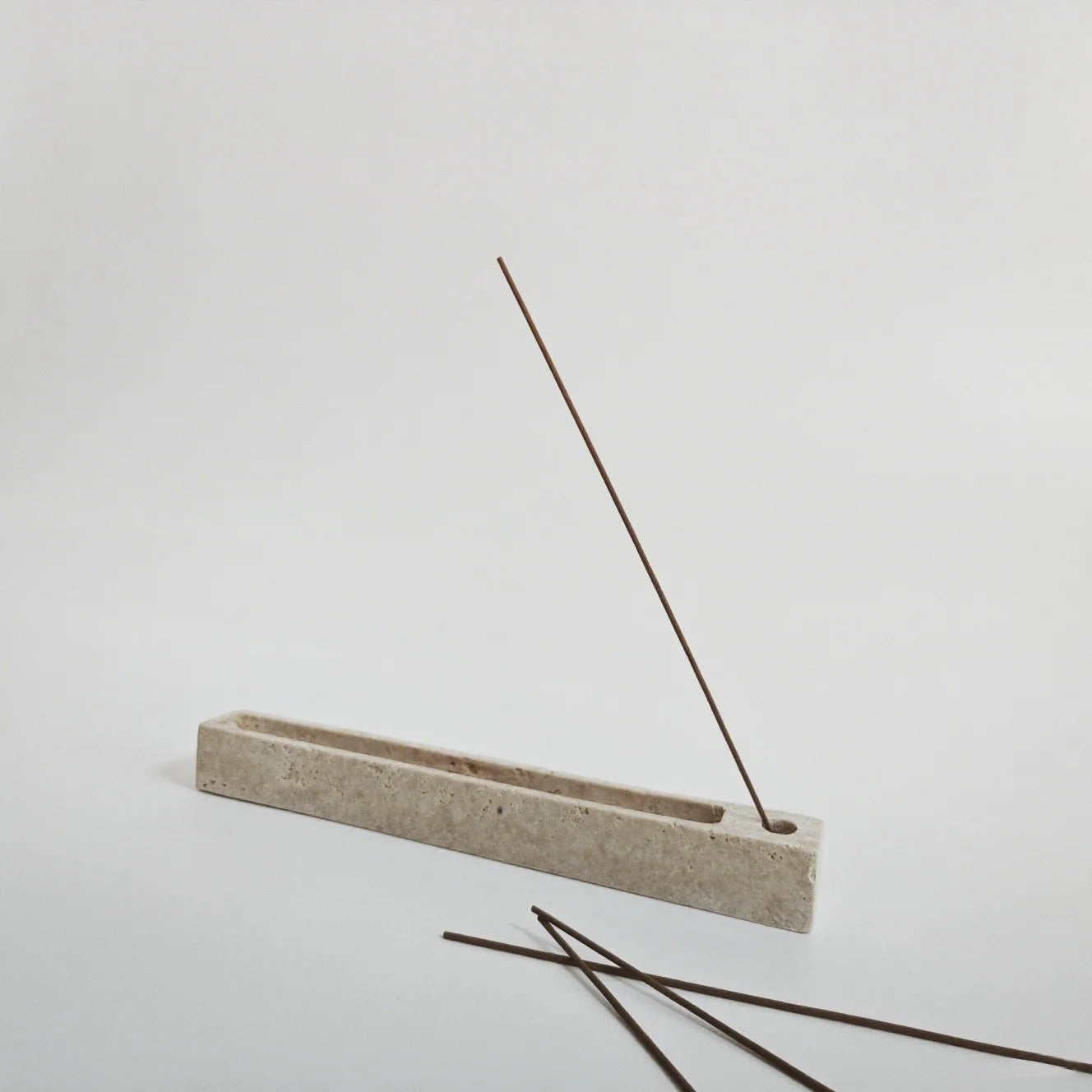 The Aura Travertine Block Incense Holder & Ash Catcher