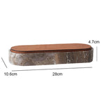 Vintage Artisan Stone Valet Tray with Leather Lid