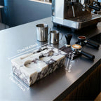 The Viola Calacatta Marble Espresso Tamping Station Block