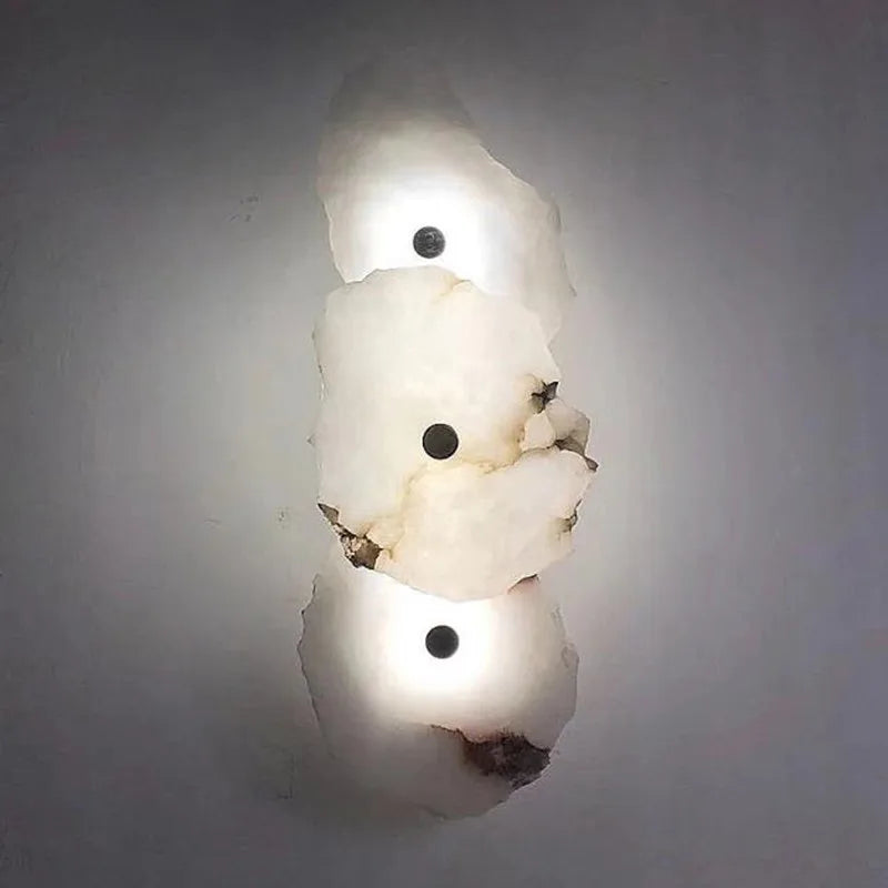 Hand-Carved Raw-Edge Translucent Marble Sconce