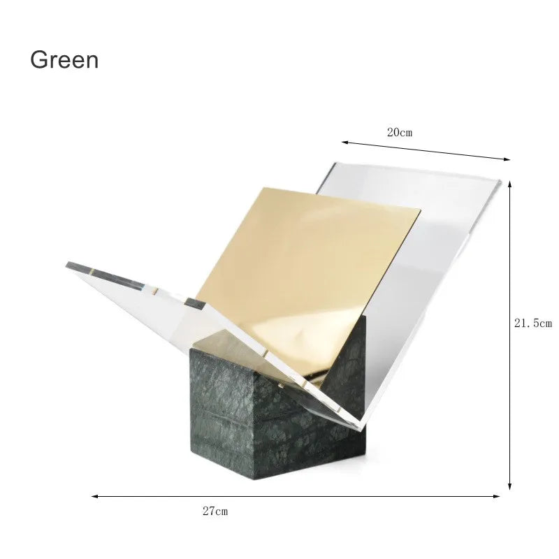 Marble Book Stand - Acrylic and Brass Open Coffee Table Book Display Holder