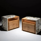 Arc Waterfall Stone Asymmetric Bedside Table