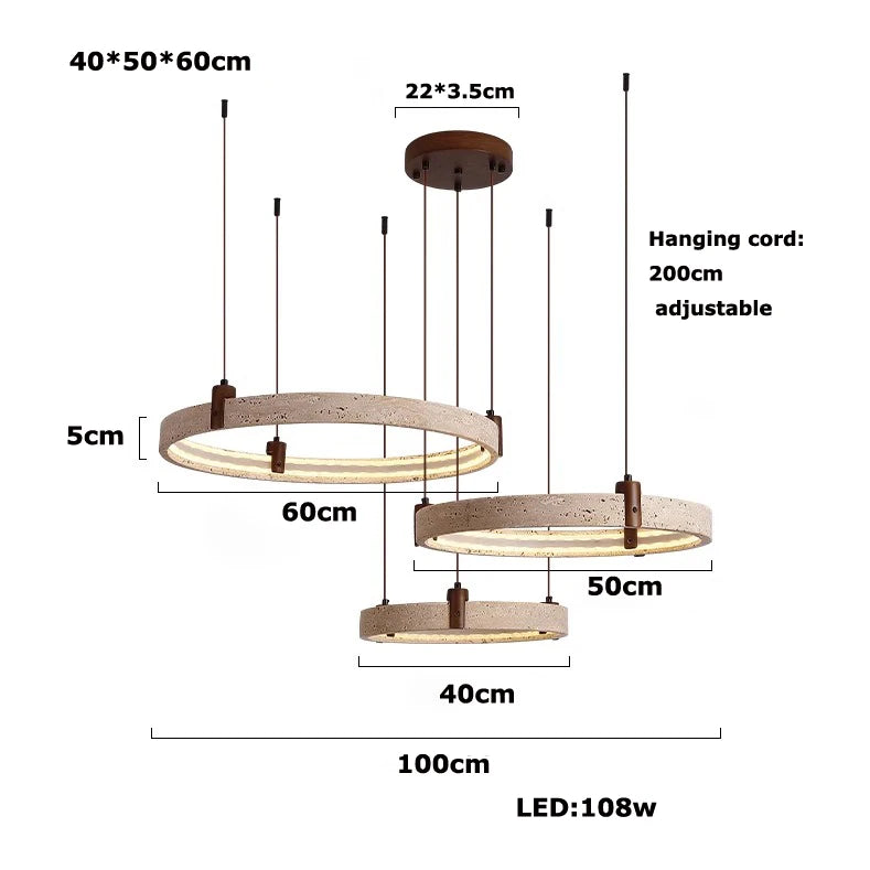 The Aurelia Travertine Ring Pendant Chandelier