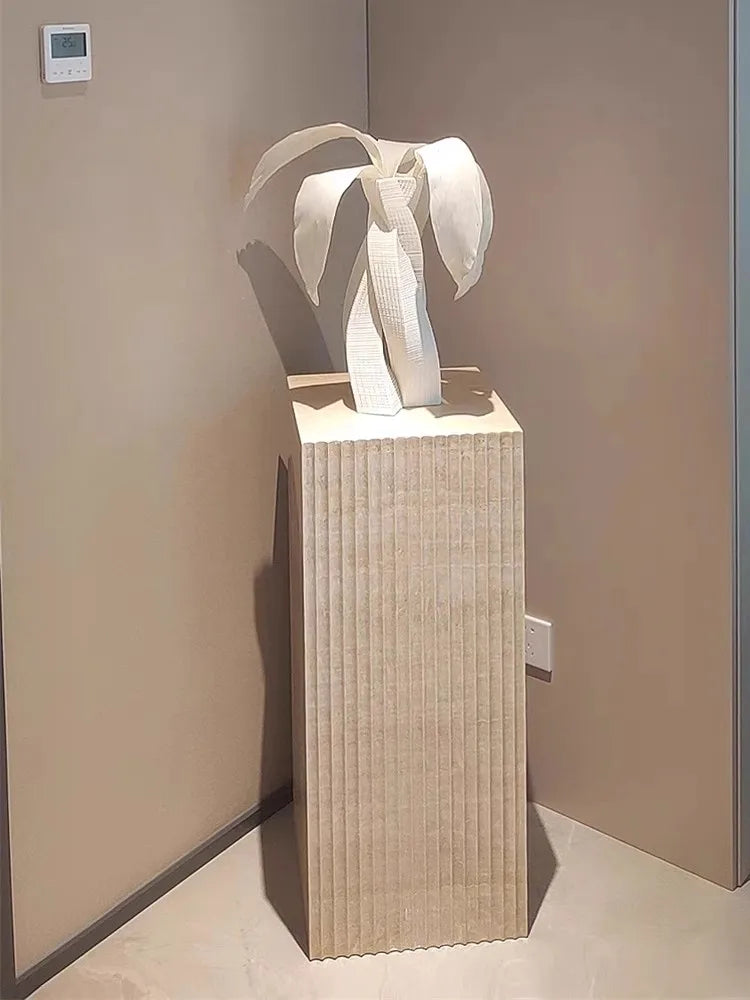 Fluted Travertine Pedestal