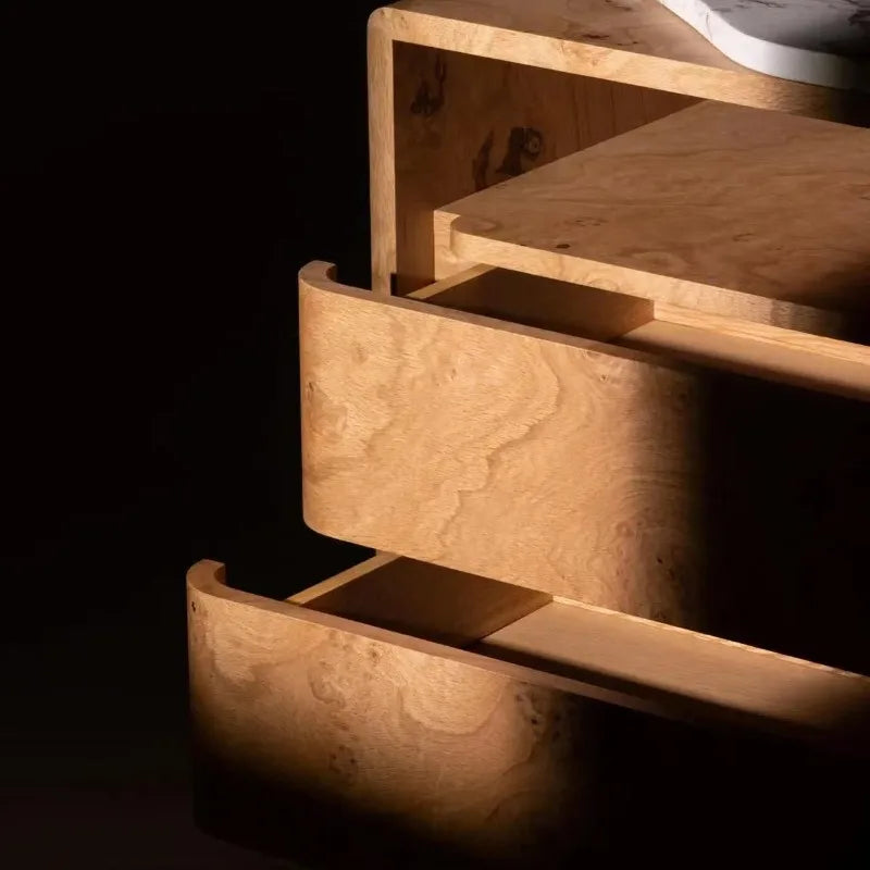 Arc Waterfall Stone Asymmetric Bedside Table