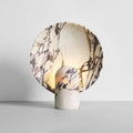 Sculptural Marble Halo Table Lamp - Calacatta Viola, Travertine, & Arabescato Stone Sconce