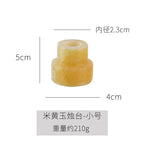 Yellow Onyx or Travertine Candle Holder - Minimalist Geometric Stone Pillar and Taper Candlestick