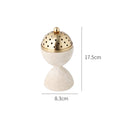 Travertine Incense Burner - Modern Stone Cone Burner with Brass Lid