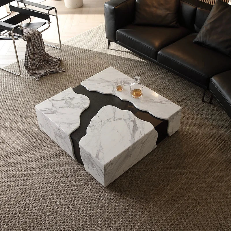 The Canyon Arabescato Marble Square Coffee Table