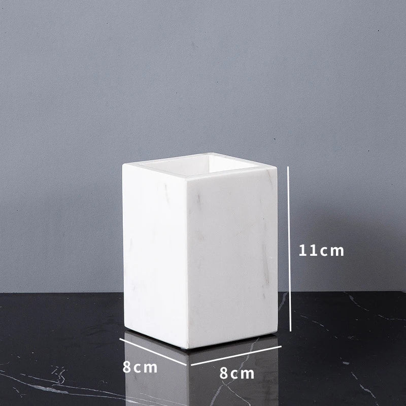 The Monolith Vanity Organizer – Hand-Carved Solid Marble