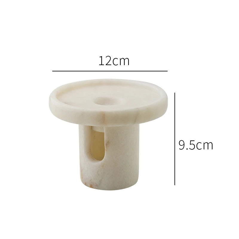 Pedestal Stone Candle Holder - Carrara Marble, Onyx, Ariston, & Nero Marquina Pillar Stand