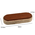 Vintage Artisan Stone Valet Tray with Leather Lid
