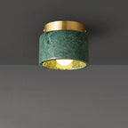 Artisanal Marble & Brass Flush Mount Ceiling Light