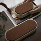 Vintage Artisan Stone Valet Tray with Leather Lid