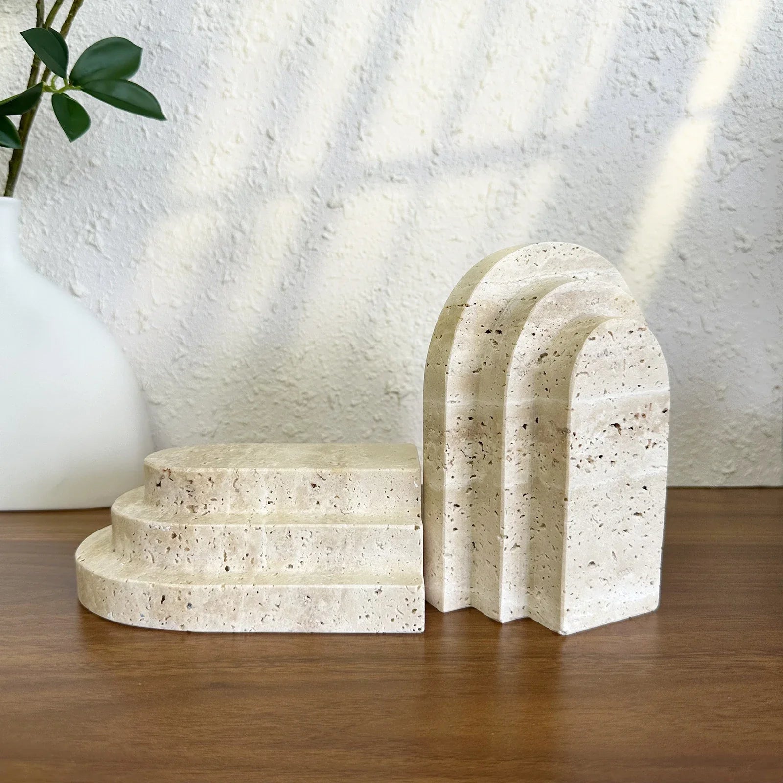 Petra Arched Travertine Stone Bookends