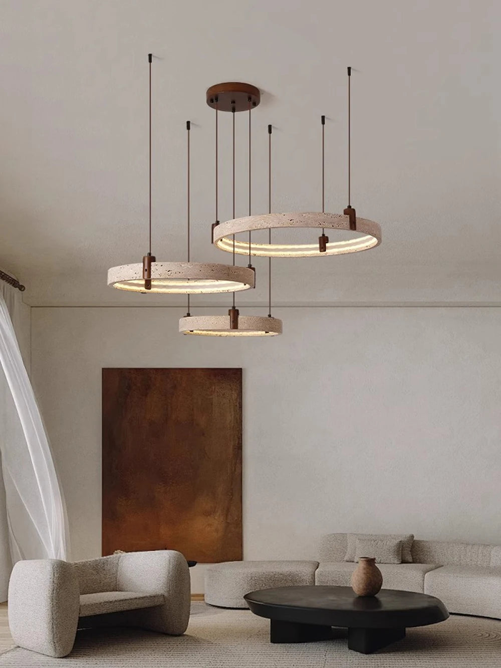 The Aurelia Travertine Ring Pendant Chandelier