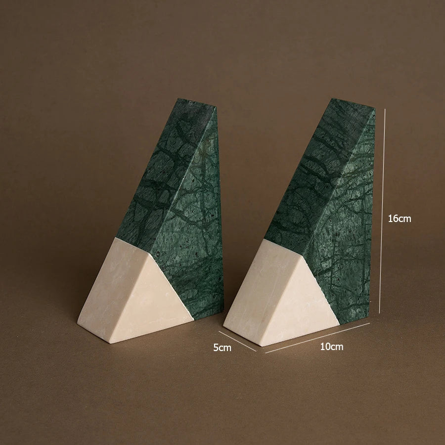 The Divided Monolith – Mixed Marble & Travertine Bookends