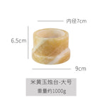 Yellow Onyx or Travertine Candle Holder - Minimalist Geometric Stone Pillar and Taper Candlestick