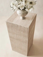 Fluted Travertine Pedestal
