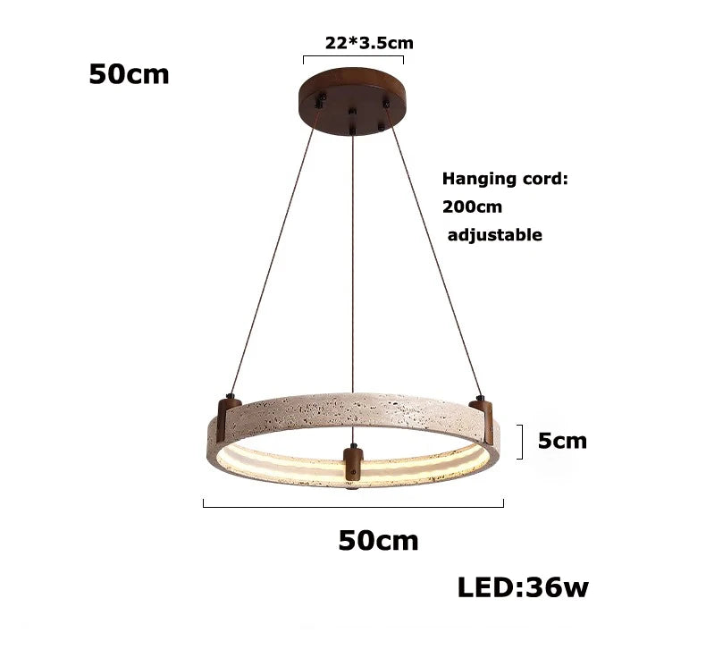 The Aurelia Travertine Ring Pendant Chandelier