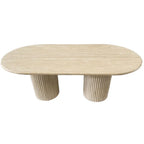 Olympus Oval Travertine Column Dining Table