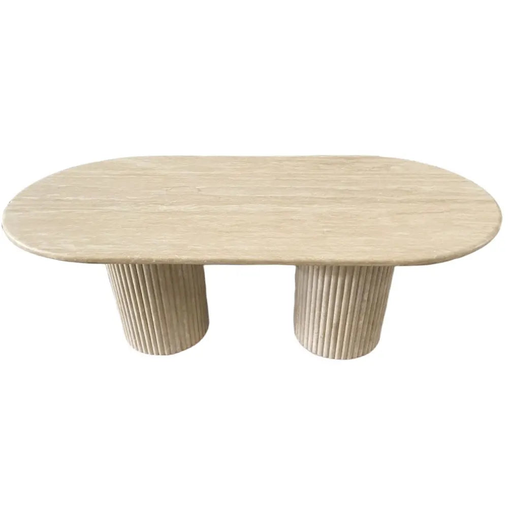 Olympus Oval Travertine Column Dining Table