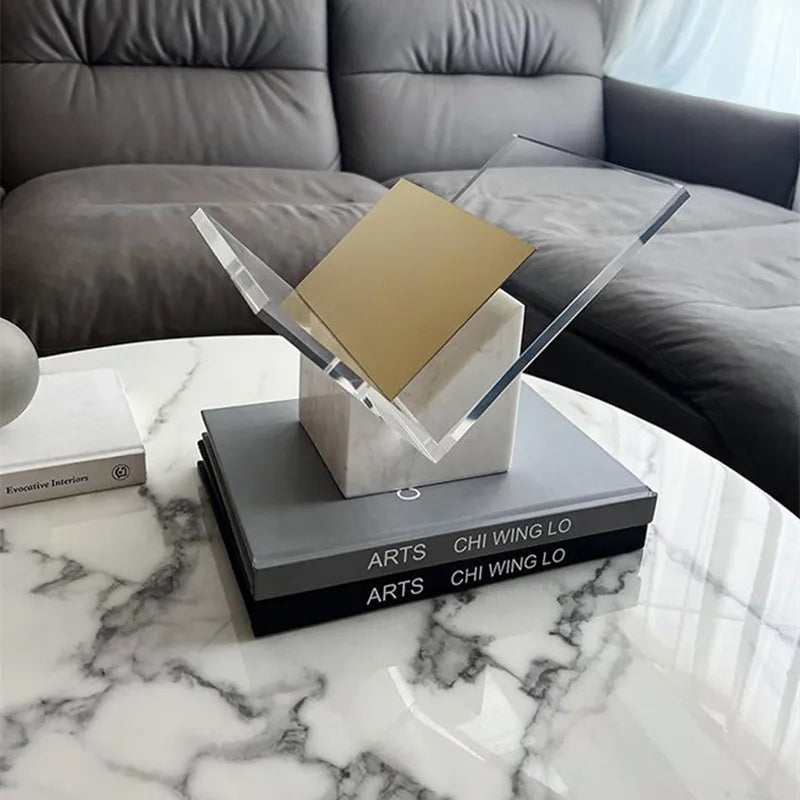 Marble Book Stand - Acrylic and Brass Open Coffee Table Book Display Holder