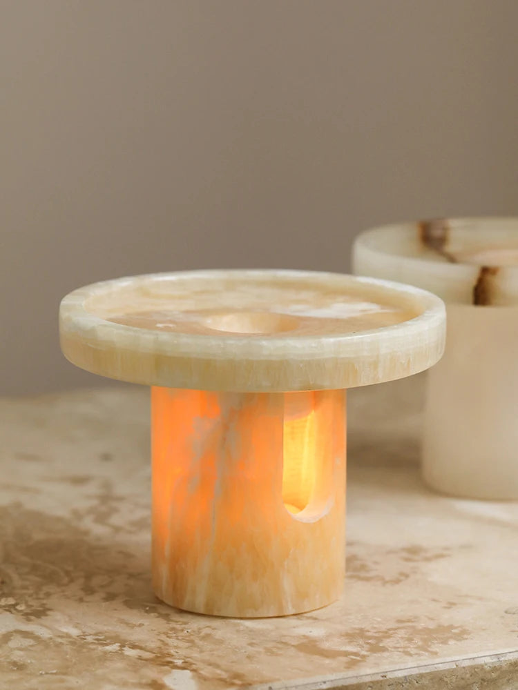 Pedestal Stone Candle Holder - Carrara Marble, Onyx, Ariston, & Nero Marquina Pillar Stand
