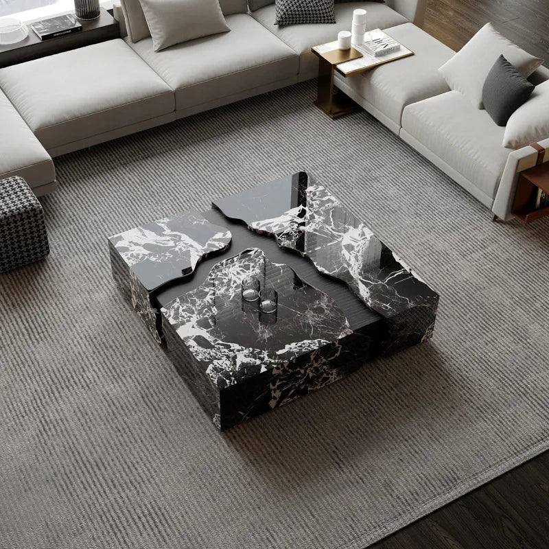The Canyon Arabescato Marble Square Coffee Table