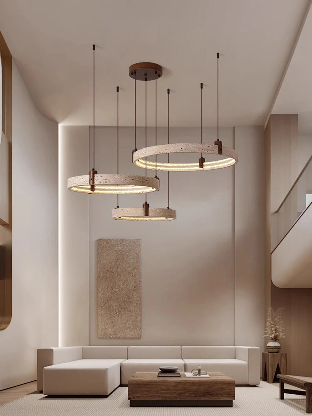 The Aurelia Travertine Ring Pendant Chandelier