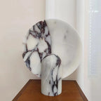 Sculptural Marble Halo Table Lamp - Calacatta Viola, Travertine, & Arabescato Stone Sconce