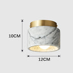 Artisanal Marble & Brass Flush Mount Ceiling Light