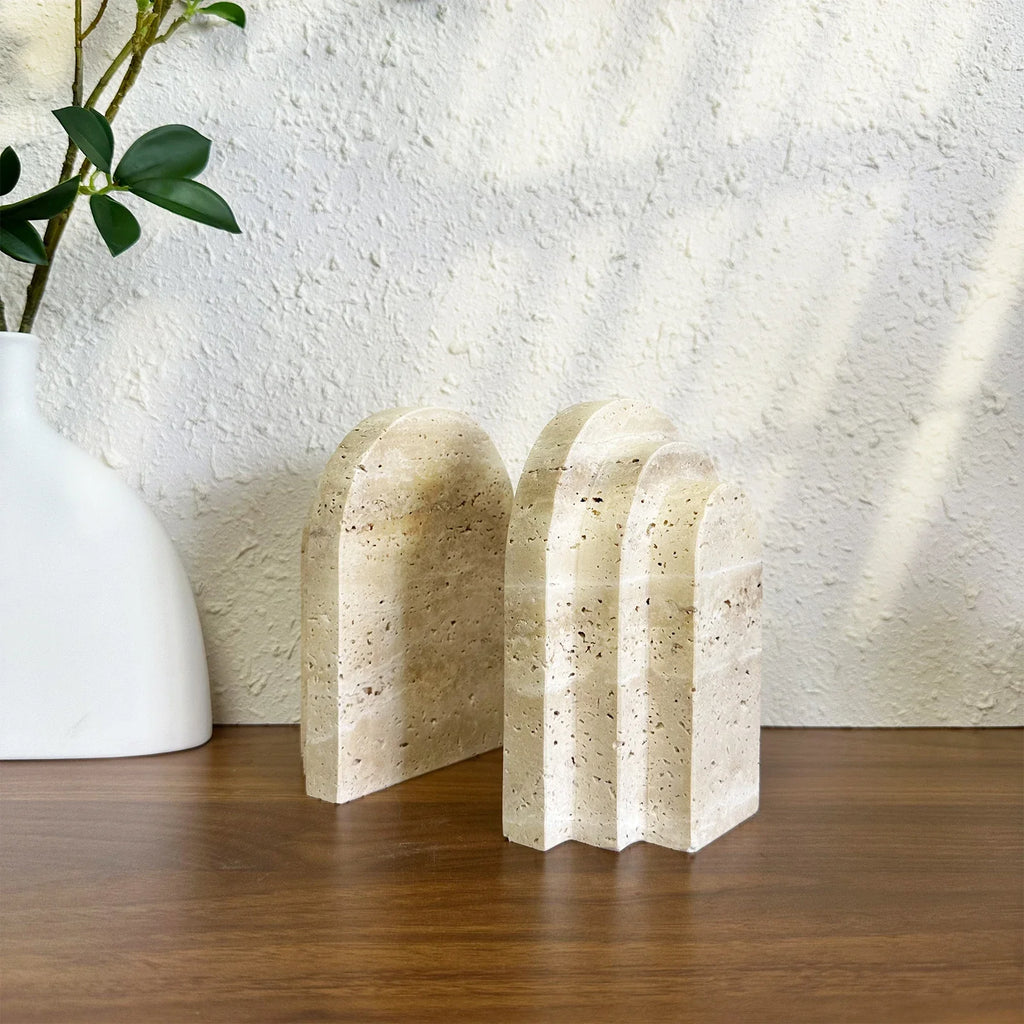 Petra Arched Travertine Stone Bookends