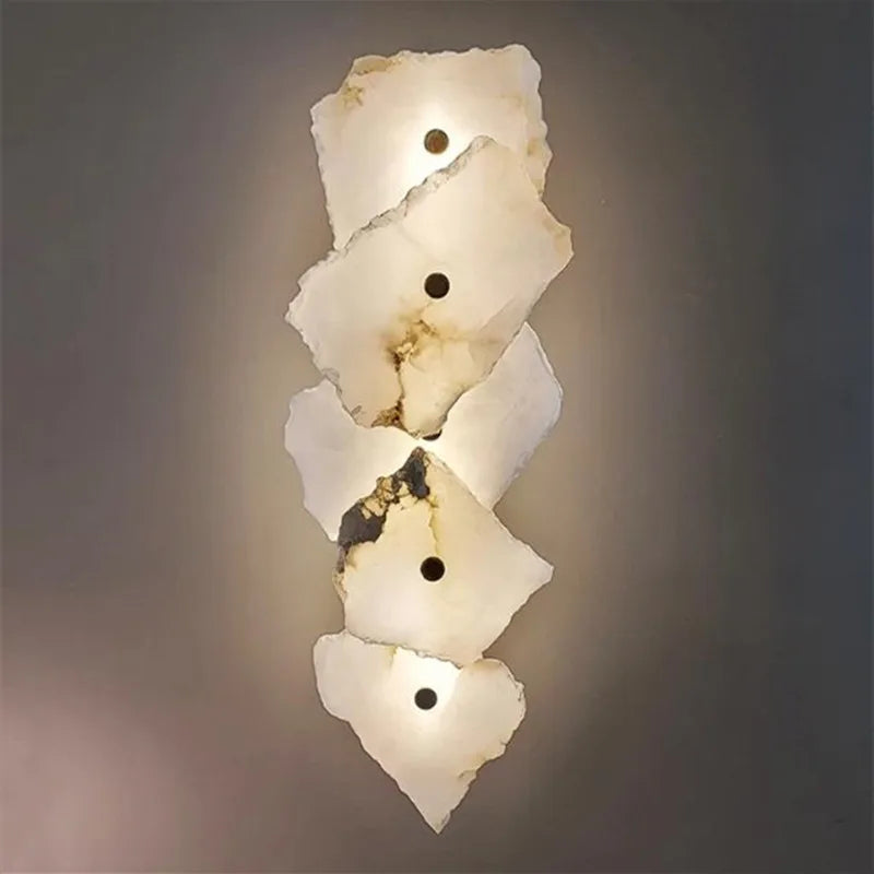 Hand-Carved Raw-Edge Translucent Marble Sconce