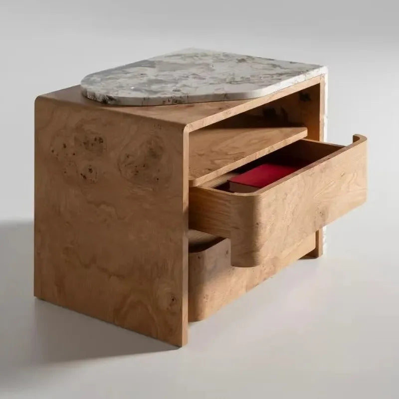 Arc Waterfall Stone Asymmetric Bedside Table