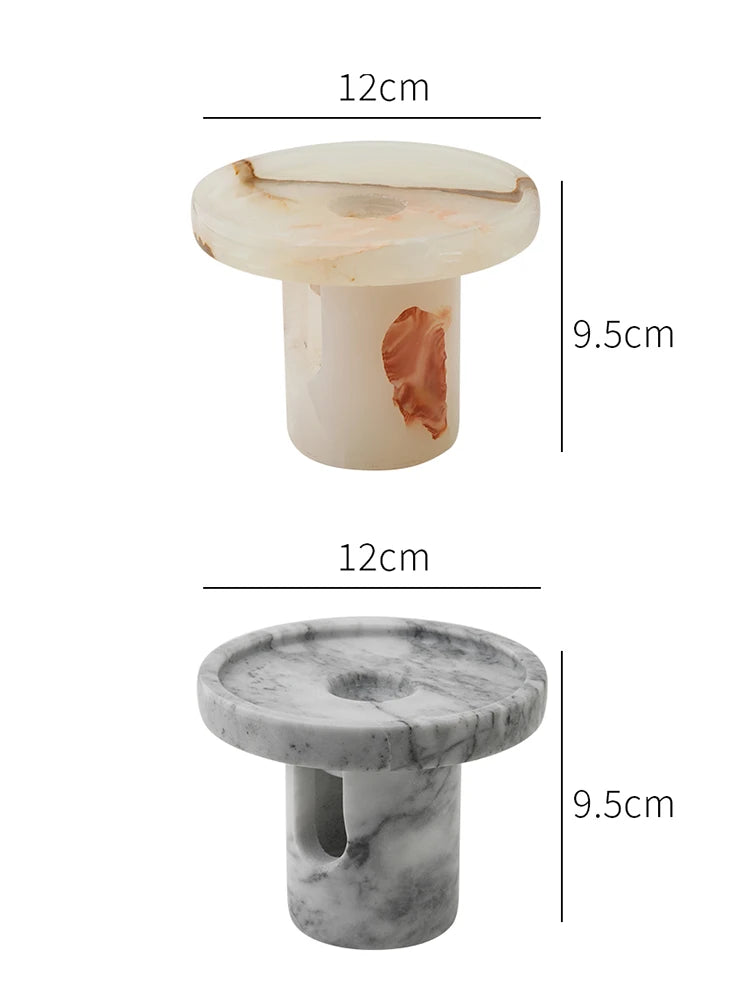Pedestal Stone Candle Holder - Carrara Marble, Onyx, Ariston, & Nero Marquina Pillar Stand