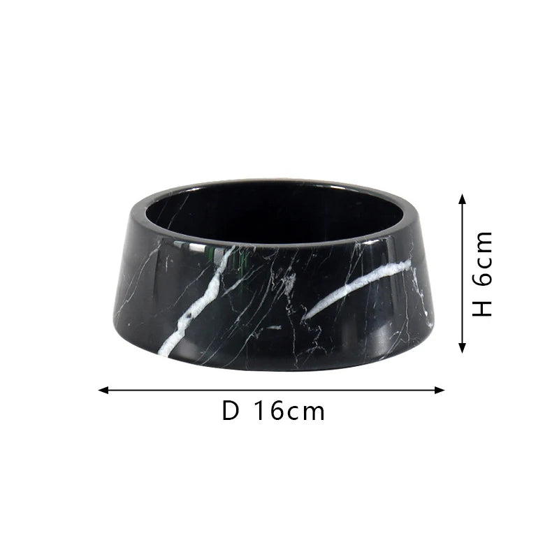 Luxury Marble Pet Bowl - White Onyx or Black Marble Cat and Dog Food Dish